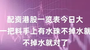 配资港股一览表今日大盘抓一把料手上有水珠不掉水就对了
